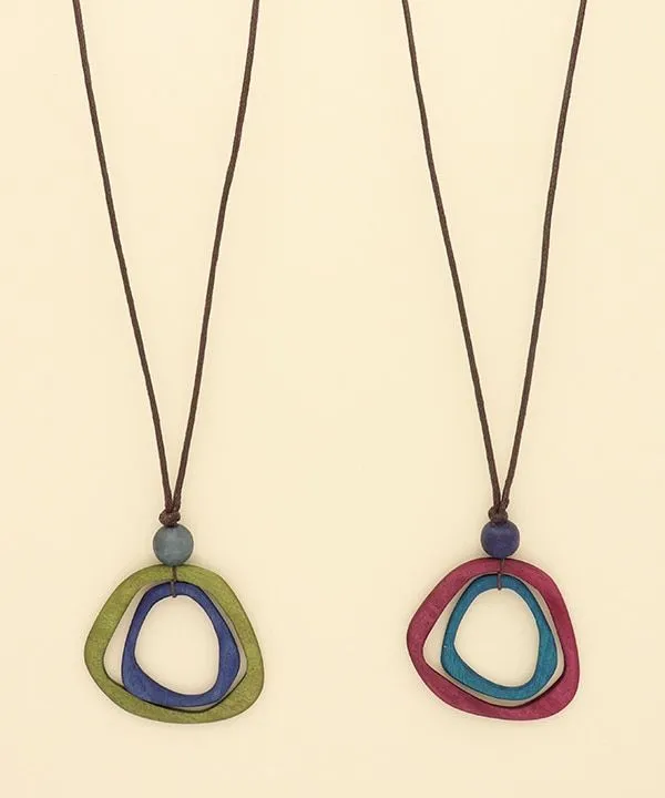 Wood 2-strand ring top necklace (2 colors) A24WPN020