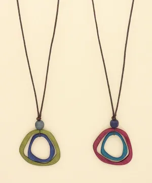 Wood 2-strand ring top necklace (2 colors) A24WPN020