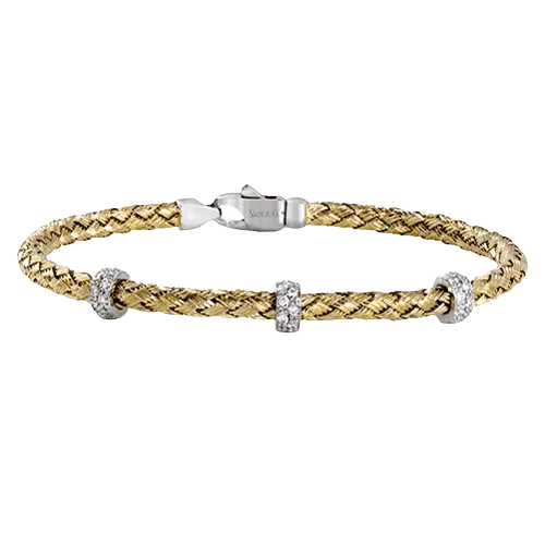 Woven Bangle in 18k Gold with Diamonds LB2093-Y_WHITE_18K_X_2T